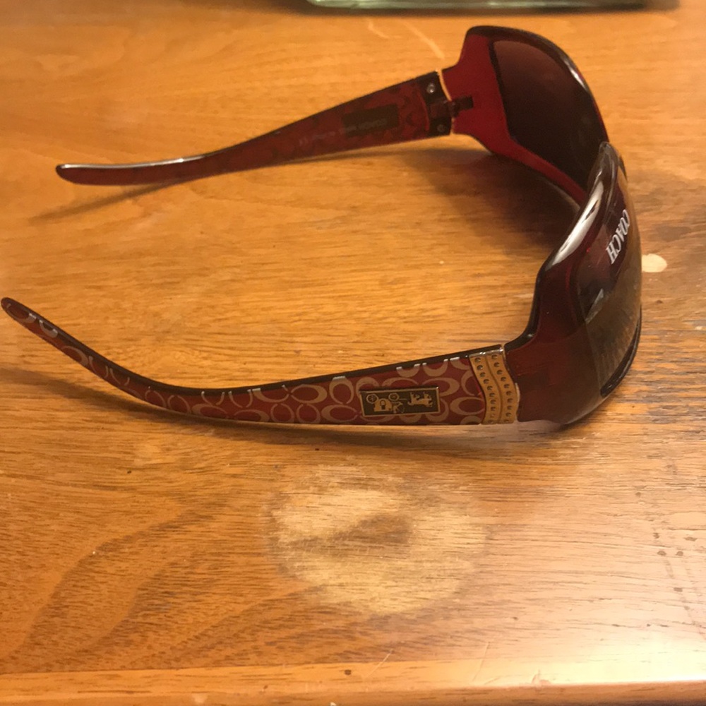 Coach Red/Burgundy & Silver Signature C Sunglasses with Brown Signature C Case - Picture 4 of 14